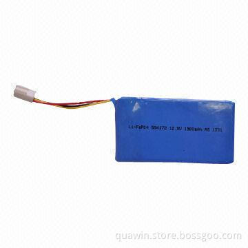 Lithium LiFePO4 Battery, 12.8V, 1, 500mAh with Connector for Power Tools